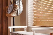 Custom window blinds by a bench Custom window blinds by a bench